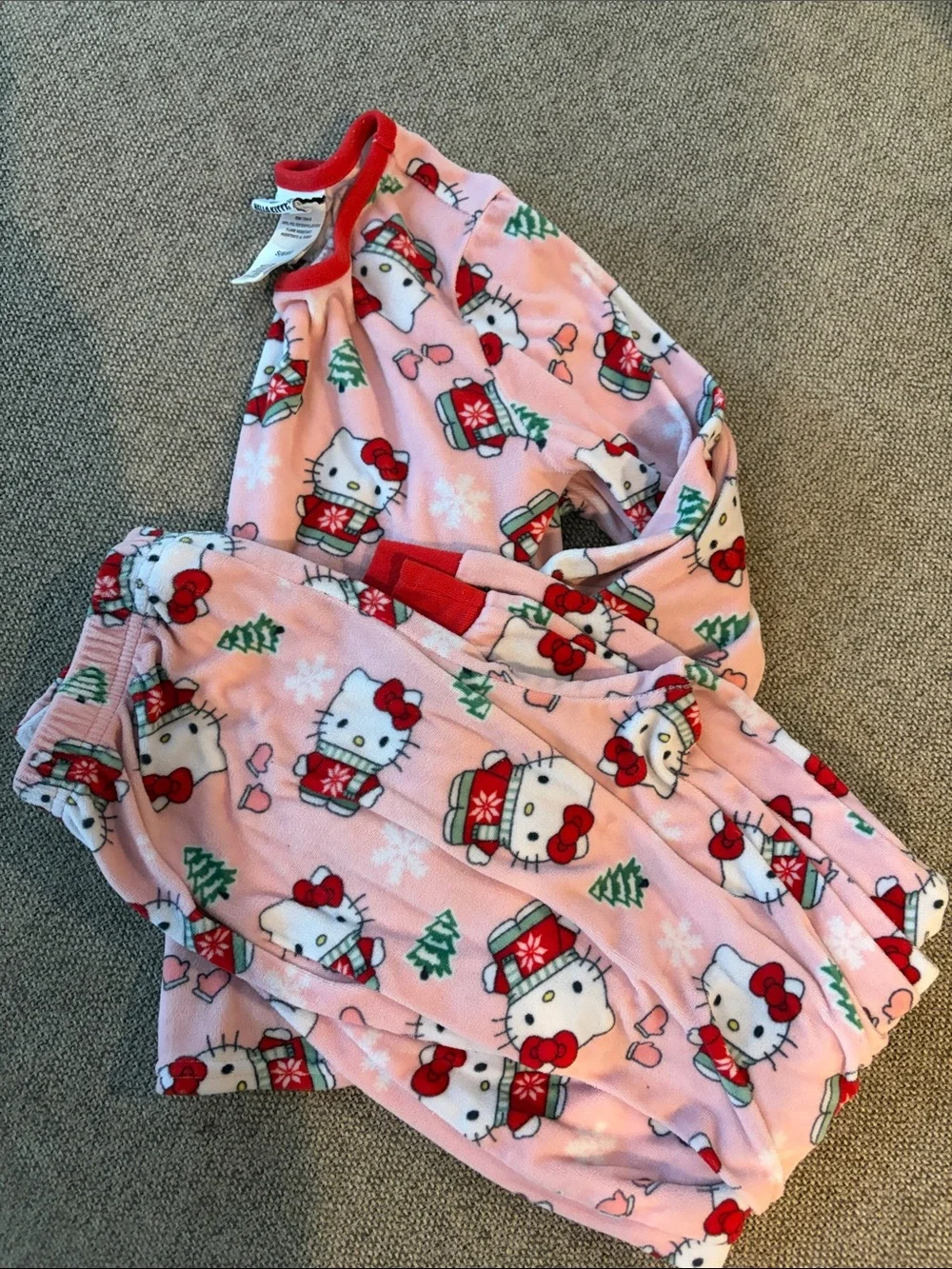Hello Kitty Pink Holiday Fleece Kids Pajamas